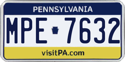 PA license plate MPE7632