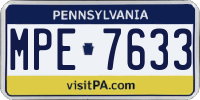 PA license plate MPE7633