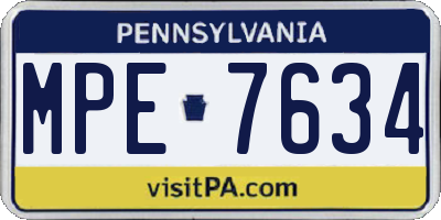 PA license plate MPE7634