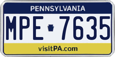 PA license plate MPE7635