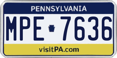 PA license plate MPE7636