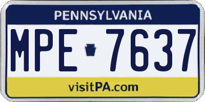 PA license plate MPE7637