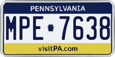PA license plate MPE7638