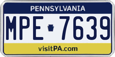 PA license plate MPE7639