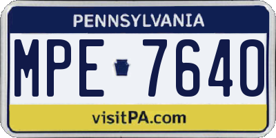 PA license plate MPE7640