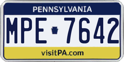 PA license plate MPE7642