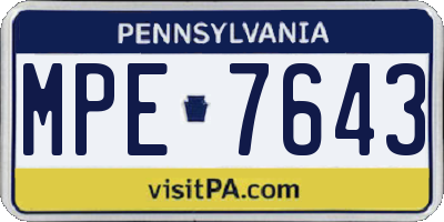 PA license plate MPE7643