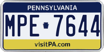 PA license plate MPE7644