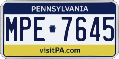 PA license plate MPE7645