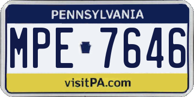PA license plate MPE7646