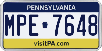 PA license plate MPE7648