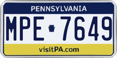 PA license plate MPE7649