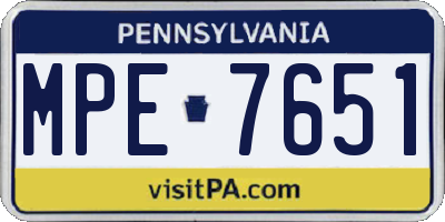 PA license plate MPE7651