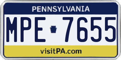PA license plate MPE7655