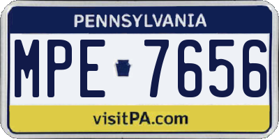 PA license plate MPE7656