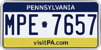 PA license plate MPE7657