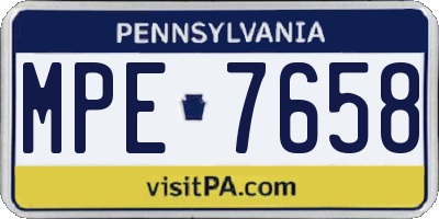 PA license plate MPE7658