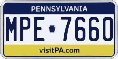 PA license plate MPE7660
