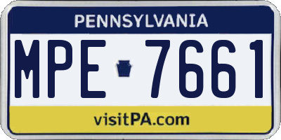 PA license plate MPE7661
