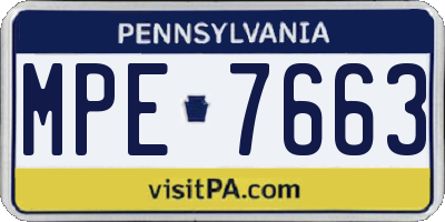 PA license plate MPE7663