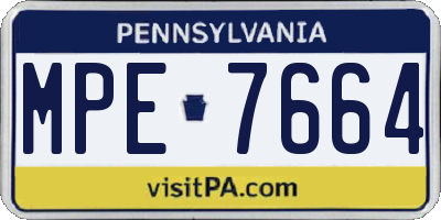 PA license plate MPE7664