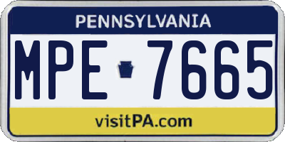 PA license plate MPE7665