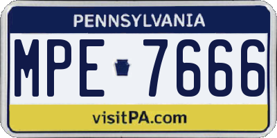 PA license plate MPE7666
