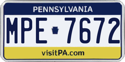 PA license plate MPE7672
