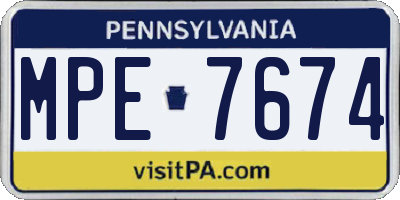 PA license plate MPE7674
