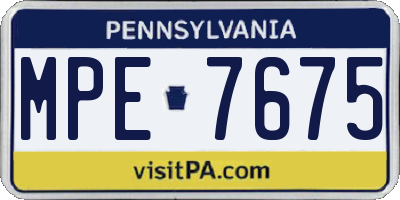 PA license plate MPE7675