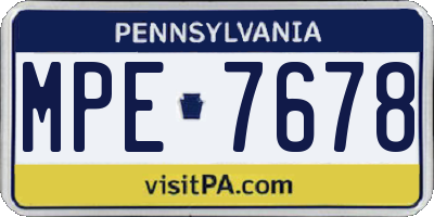 PA license plate MPE7678