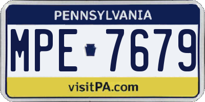 PA license plate MPE7679
