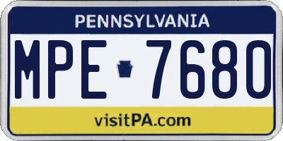 PA license plate MPE7680