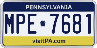 PA license plate MPE7681
