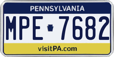 PA license plate MPE7682