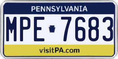 PA license plate MPE7683