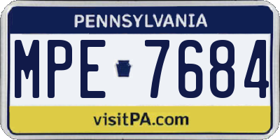 PA license plate MPE7684