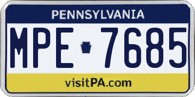PA license plate MPE7685