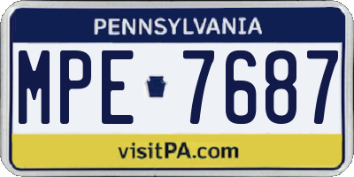 PA license plate MPE7687