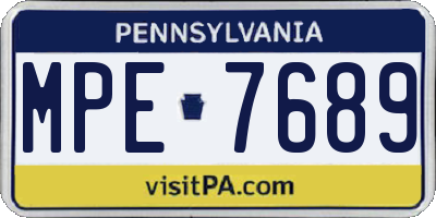 PA license plate MPE7689