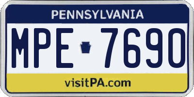 PA license plate MPE7690