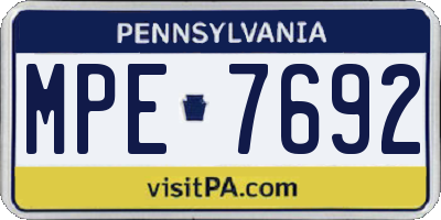 PA license plate MPE7692