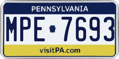 PA license plate MPE7693