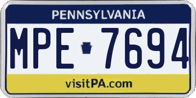 PA license plate MPE7694