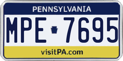 PA license plate MPE7695