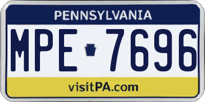 PA license plate MPE7696