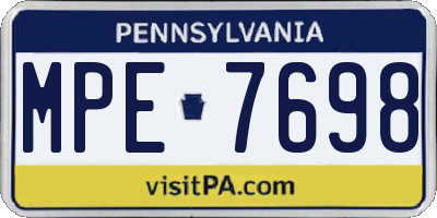 PA license plate MPE7698