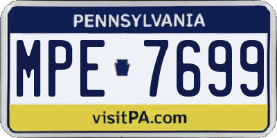PA license plate MPE7699