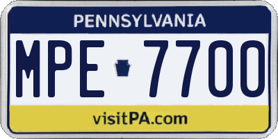 PA license plate MPE7700