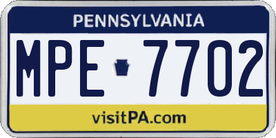 PA license plate MPE7702